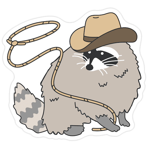 Cowboy Raccoon Lasso Die Cut Sticker