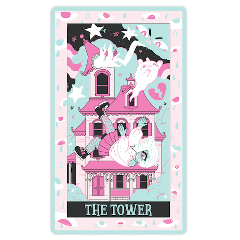 Creepy Cute Tarots: The Tower Haunted House Die Cut Sticker