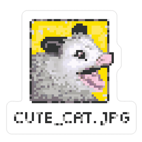 Cute_Cat.Jpg Screaming Pixelated Possum Die Cut Sticker