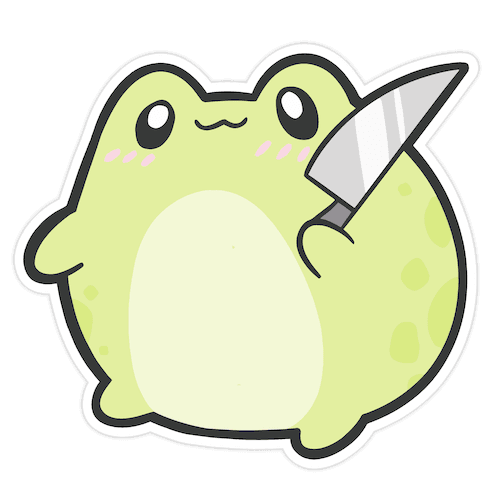 Cute Froggie With A Knife Die Cut Sticker