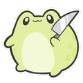 Cute Froggie With A Knife Die Cut Sticker