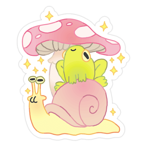 Cute Snail & Frog Die Cut Sticker