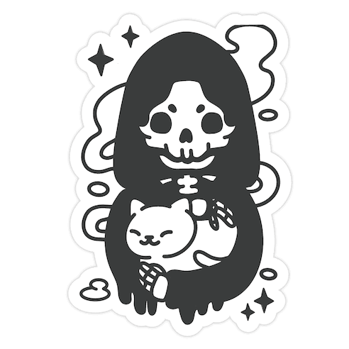 Death and Kitty Die Cut Sticker