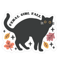 Feral Girl Fall Black Cat Die Cut Sticker
