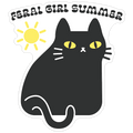 Feral Girl Summer Cat Die Cut Sticker
