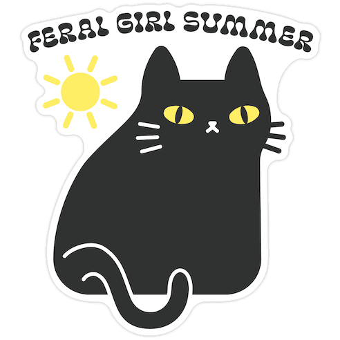 Feral Girl Summer Cat Die Cut Sticker