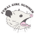 Feral Girl Summer Opossum Die Cut Sticker