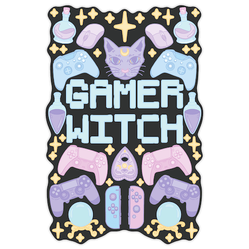 Gamer Witch Die Cut Sticker