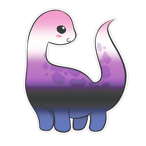 Genderfluid-Dino Die Cut Sticker