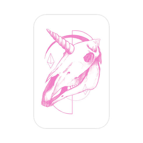 Geometric Occult Unicorn Skull Die Cut Sticker