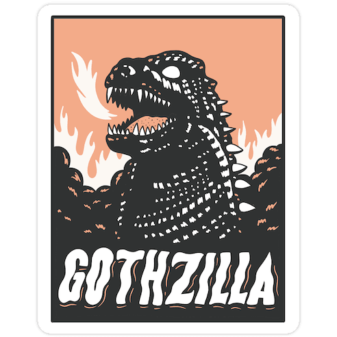 Gothzilla Goth Godzilla Die Cut Sticker