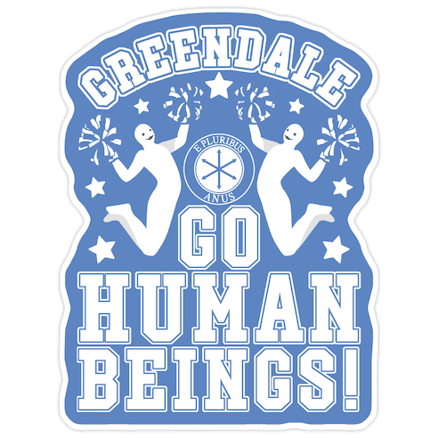 Greendale Go Human Beings! Community Die Cut Sticker