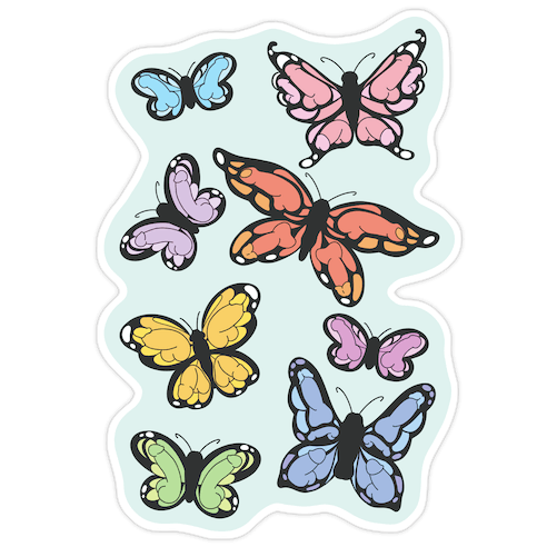 Hidden Penis Butterflies Pattern Die Cut Sticker