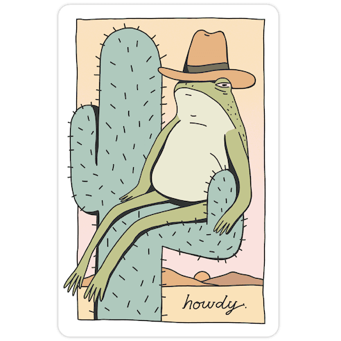 Howdy Frog Cowboy Die Cut Sticker