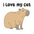 I Love My Cat Capybara Die Cut Sticker