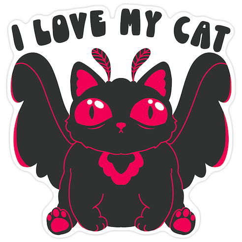 I Love My Cat Mothman Die Cut Sticker