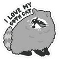 I Love My Goth Cat Raccoon Die Cut Sticker