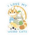 I love my weird cats Die Cut Sticker