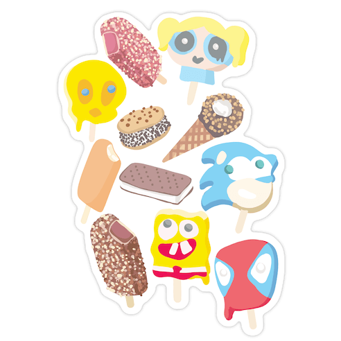 Ice Cream Truck Treats Pattern Die Cut Sticker