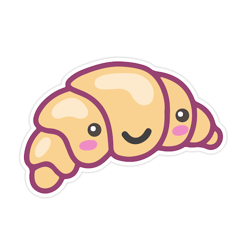 Kawaii Croissant Pattern Die Cut Sticker