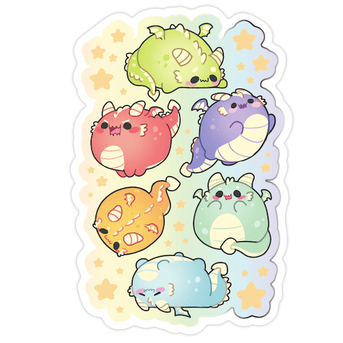 Kawaii Dragons Pattern Die Cut Sticker