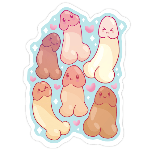 Kawaii Penises Pattern Die Cut Sticker