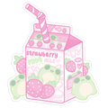 Kawaii Strawberry Frog Milk Die Cut Sticker