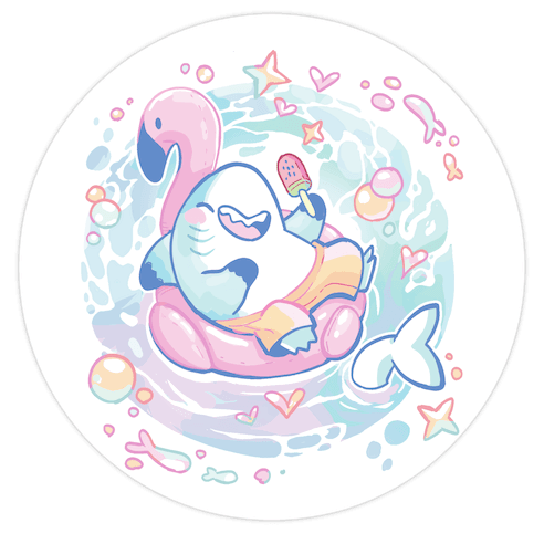 Kawaii Summer Shark Die Cut Sticker
