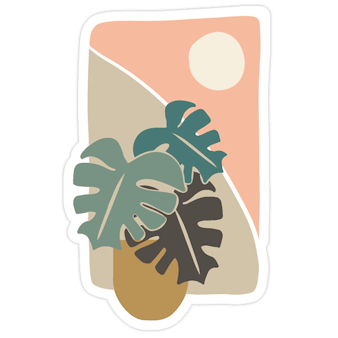 Minimalist Monstera Illustration Die Cut Sticker