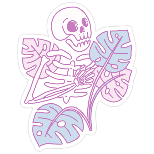Monstera Skeleton Die Cut Sticker