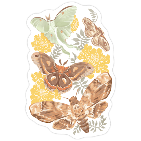 Moths & Marigolds Die Cut Sticker