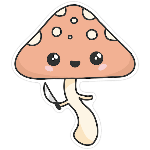 Mushroom With Knife Die Cut Sticker