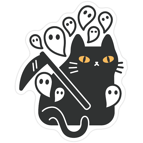 Nine Lives Reaper Cat Die Cut Sticker