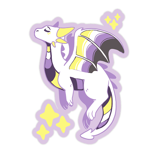 Non-Binary Pride Dragon Die Cut Sticker