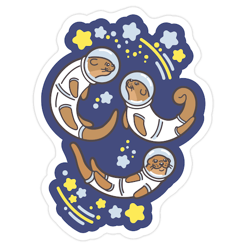 Otters In Space Die Cut Sticker