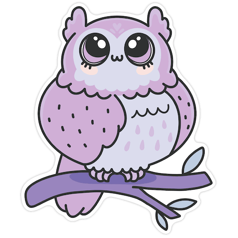 OwO Kawaii Owl Die Cut Sticker