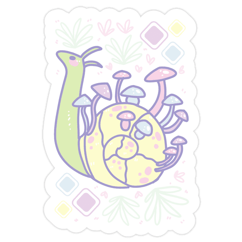 Pastel Mushroom Snail Die Cut Sticker