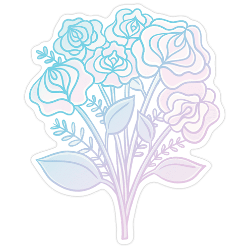 Pastel Vulva Bouquet Die Cut Sticker