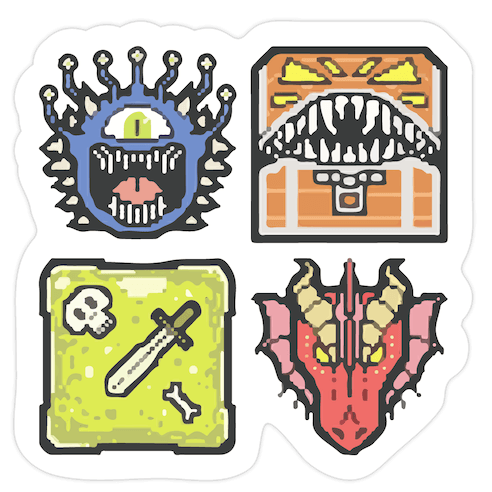 Pixel DnD Monsters Die Cut Sticker