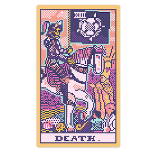 Pixelated Death Tarot Card Die Cut Sticker