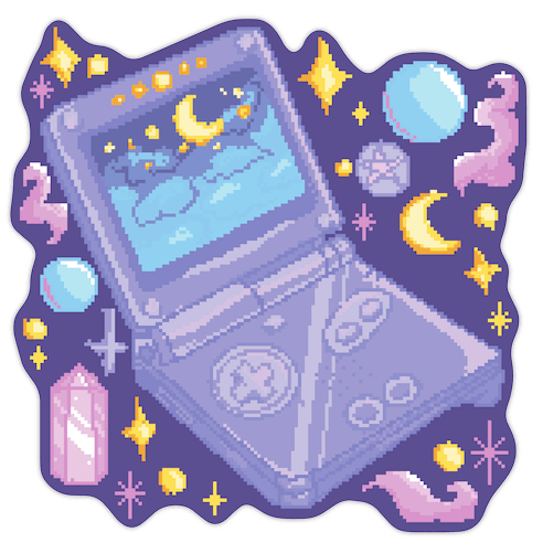 Pixelated Witchy Game Boy Die Cut Sticker
