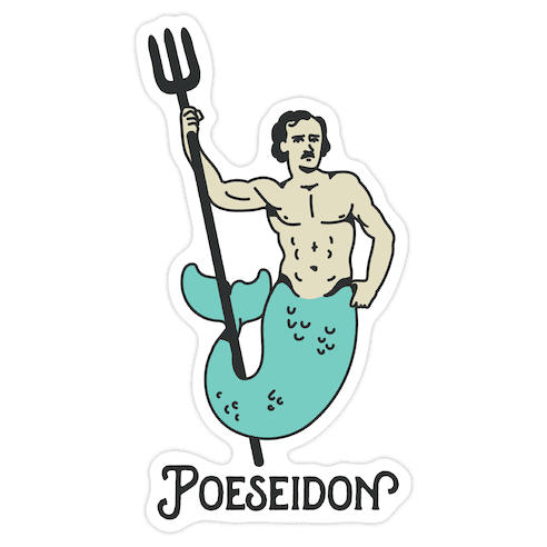 POEseidon, Edgar Allan Poe Poseidon Die Cut Sticker