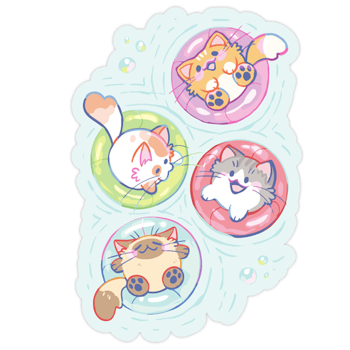 Pool Party Cats Die Cut Sticker
