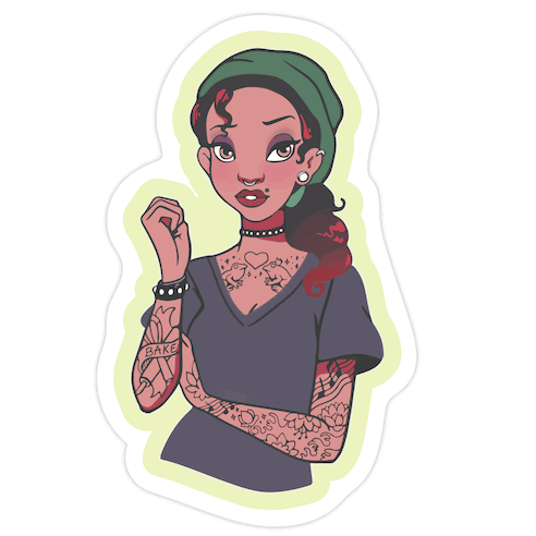 Punk Princess Tiana Parody Die Cut Sticker