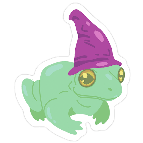 Purple Hat Magical Mushroom Frog Die Cut Sticker