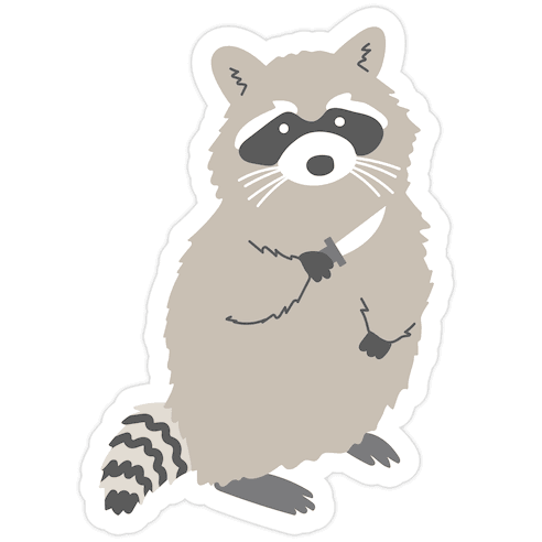 Raccoon With Knife Die Cut Sticker