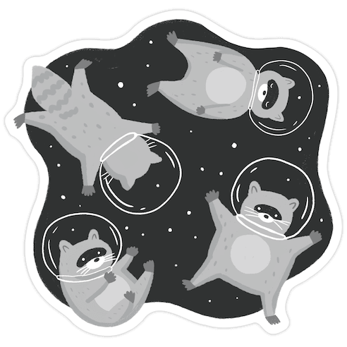 Raccoons In Space Die Cut Sticker