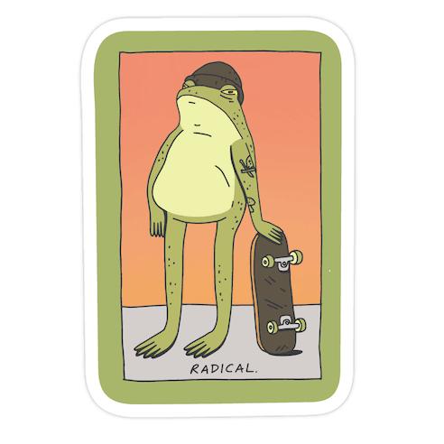 Radical Frog Skater Die Cut Sticker