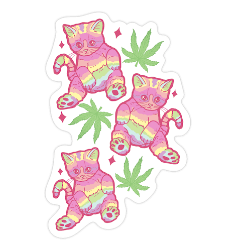 Rainbow Weed Kitty Die Cut Sticker