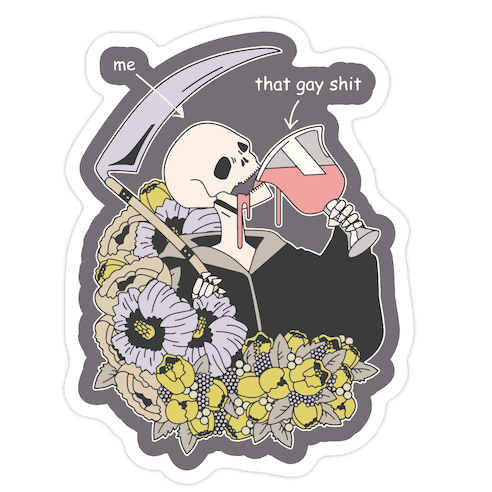 Skeleton Drinking Wine Die Cut Sticker